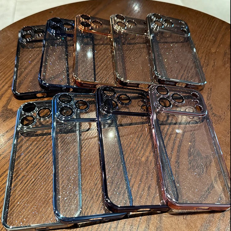 Luxury Glitter Hard Plating Clear Case for iPhone 14 15 16 17