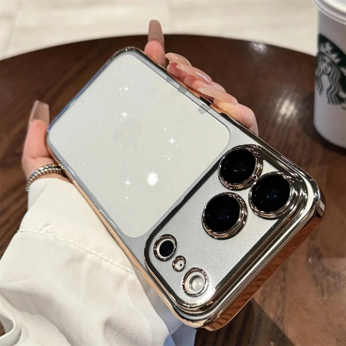 Luxury Glitter Hard Plating Clear Case for iPhone 14 15 16 17