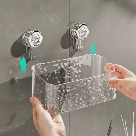 No-Drill Clear Wall Caddy: Suction Cup Storage Innovation