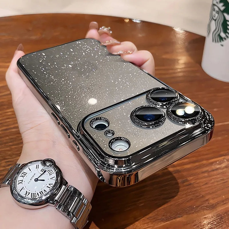Luxury Glitter Hard Plating Clear Case for iPhone 14 15 16 17